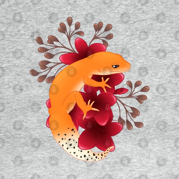 Leopard Gecko, Tangerine, and Frangipani Flowers by anacecilia